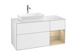 Villeroy und Boch Finion Waschtischunterschrank G811PCGF 120cm, Abdeckplatte white matt, Emotion, Regale Oak Veneer, Glossy white lacquer