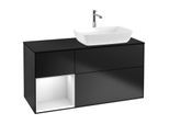 Villeroy und Boch Finion Waschtischunterschrank F802MTPD 120cm, Abdeckplatte black matt, Regale White matt lacquer, Black matt lacquer