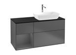 Villeroy und Boch Finion Waschtischunterschrank F802GKGK 120cm, Abdeckplatte black matt, Regale Anthracite matt lacquer, Anthracite matt