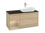 Villeroy und Boch Finion Waschtischunterschrank F802PCPC 120cm, Abdeckplatte black matt, Regale Oak Veneer, Oak Veneer