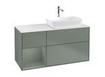 Villeroy und Boch Finion Waschtischunterschrank F801GMGM 120cm, Abdeckplatte white matt, Regale Olive matt lacquer, Olive Matt Lacquer