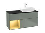 Villeroy und Boch Finion Waschtischunterschrank G802HFGM 120cm, Abdeckplatte black matt, Emotion, Regale Gold matt lacquer, Olive Matt Lacquer