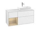 Villeroy und Boch Finion Waschtischunterschrank G801PCGF 120cm, Abdeckplatte white matt, Emotion, Regale Oak Veneer, Glossy white lacquer