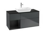 Villeroy und Boch Finion Waschtischunterschrank F822PDHG 120cm, Abdeckplatte black matt, Regale Black matt lacquer, Midnight Blue Matt Lacquer