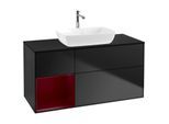 Villeroy und Boch Finion Waschtischunterschrank F822HBPD 120cm, Abdeckplatte black matt, Regale Peony matt lacquer, Black matt lacquer