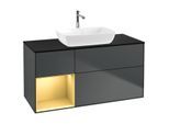 Villeroy und Boch Finion Waschtischunterschrank F822HFHG 120cm, Abdeckplatte black matt, Regale Gold matt lacquer, Midnight Blue Matt Lacquer