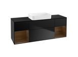 Villeroy und Boch Finion Waschtischunterschrank G742GNPD 160x60,3x50,1cm, Regale Walnut veneer, Black matt lacquer