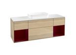 Villeroy und Boch Finion Waschtischunterschrank F741HBPC 160x60,3x50,1cm, Regale Peony matt lacquer, Oak Veneer