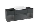 Villeroy und Boch Finion Waschtischunterschrank G742GKHG 160x60,3x50,1cm, Regale Anthracite matt lacquer, Midnight Blue Matt Lacquer