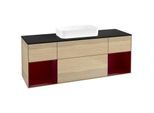 Villeroy und Boch Finion Waschtischunterschrank F742HBPC 160x60,3x50,1cm, Regale Peony matt lacquer, Oak Veneer