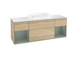 Villeroy und Boch Finion Waschtischunterschrank F741GMPC 160x60,3x50,1cm, Regale Olive matt lacquer, Oak Veneer
