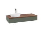 Villeroy und Boch Antao Waschtisch-Unterschrank K11052HL 120x19x50cm, Hahnloch, Waschbeckenplattenfarbe warm walnut, leaf green matt lacquer