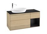 Villeroy und Boch Finion Waschtischunterschrank G932PDPC 120cm, Abdeckplatte black matt, Emotion, Regale Black matt lacquer, Oak Veneer