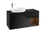 Villeroy und Boch Finion Waschtischunterschrank G932GNPD 120cm, Abdeckplatte black matt, Emotion, Regale Walnut Veneer, Black matt lacquer