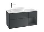 Villeroy und Boch Finion Waschtischunterschrank G931HGHG 120cm, Abdeckplatte white matt, Emotion, Regale Midnight matt lacquer, Midnight Blue Matt Lacquer