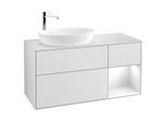 Villeroy und Boch Finion Waschtischunterschrank G931GFMT 120cm, Abdeckplatte white matt, Emotion, Regale Glossy white lacquer, White matt lacquer