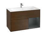 Villeroy und Boch Finion Waschtischunterschrank F040HGGN 99,6x59,1x49,8cm, Regal rechts Midnight Blue Matt Lacquer, Walnut veneer