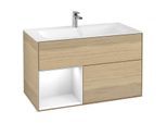 Villeroy und Boch Finion Waschtischunterschrank F030GFPC 99,6x59,1x49,8cm, Regal links Glossy white lacquer, Oak Veneer
