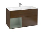 Villeroy und Boch Finion Waschtischunterschrank F030GMGN 99,6x59,1x49,8cm, Regal links Olive Matt Lacquer, Walnut veneer