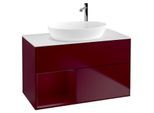 Villeroy und Boch Finion Waschtischunterschrank F891HBHB 100cm, Abdeckplatte white matt, Regale Peony matt lacquer, Peony Matt