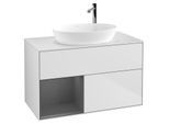 Villeroy und Boch Finion Waschtischunterschrank G891GKMT 100cm, Abdeckplatte white matt, Emotion, Regale Anthracite matt lacquer, White matt lacquer