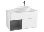 Villeroy und Boch Finion Waschtischunterschrank G891GKGF 100cm, Abdeckplatte white matt, Emotion, Regale Anthracite matt lacquer, Glossy white lacquer