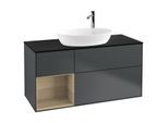 Villeroy und Boch Finion Waschtischunterschrank G942PCHG 120cm, Abdeckplatte black matt, Emotion, Regale Oak Veneer, Midnight Blue Matt Lacquer