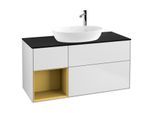 Villeroy und Boch Finion Waschtischunterschrank G942HFMT 120cm, Abdeckplatte black matt, Emotion, Regale Gold matt lacquer, White matt lacquer