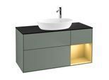 Villeroy und Boch Finion Waschtischunterschrank G952HFGM 120cm, Abdeckplatte black matt, Emotion, Regale Gold matt lacquer, Olive Matt Lacquer