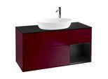 Villeroy und Boch Finion Waschtischunterschrank G952PDHB 120cm, Abdeckplatte black matt, Emotion, Regale Black matt lacquer, Peony Matt