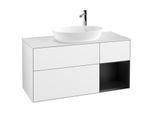 Villeroy und Boch Finion Waschtischunterschrank G951PDGF 120cm, Abdeckplatte white matt, Emotion, Regale Black matt lacquer, Glossy white lacquer