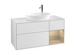 Villeroy und Boch Finion Waschtischunterschrank G951PCMT 120cm, Abdeckplatte white matt, Emotion, Regale Oak Veneer, White matt lacquer