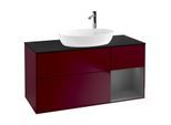 Villeroy und Boch Finion Waschtischunterschrank F952GKHB 120cm, Abdeckplatte black matt, Regale Anthracite matt lacquer, Peony Matt