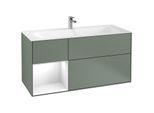 Villeroy und Boch Finion Waschtischunterschrank F060GFGM 119,6x59,1cm, Regal links Glossy white lacquer, Olive Matt Lacquer