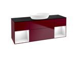 Villeroy und Boch Finion Waschtischunterschrank FD02GFHB 120cm, Abdeckplatte black matt, Regale Glossy white lacquer, Peony Matt