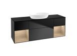 Villeroy und Boch Finion Waschtischunterschrank FD02PCPD 120cm, Abdeckplatte black matt, Regale Oak Veneer, Black matt lacquer