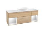 Villeroy und Boch Finion Waschtischunterschrank FD01MTPC 120cm, Abdeckplatte white matt, Regale White matt lacquer, Oak Veneer