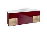 Villeroy und Boch Finion Waschtischunterschrank FD01PCHB 120cm, Abdeckplatte white matt, Regale Oak Veneer, Peony Matt