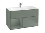 Villeroy und Boch Finion Waschtischunterschrank G030GMGM 99,6x59,1cm, Wandbeleuchtung, Regal links Olive Matt Lacquer, Olive Matt Lacquer