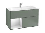Villeroy und Boch Finion Waschtischunterschrank G030MTGM 99,6x59,1cm, Wandbeleuchtung, Regal links White matt lacquer, Olive Matt Lacquer