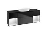 Villeroy und Boch Finion Waschtischunterschrank GD02MTPD 120cm, Abdeckplatte black matt, Emotion, Regale White matt lacquer, Black matt lacquer