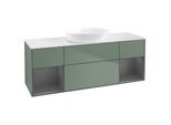 Villeroy und Boch Finion Waschtischunterschrank GD01GKGM 120cm, Abdeckplatte white matt, Emotion, Regale Anthracite matt lacquer, Olive Matt Lacquer