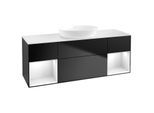 Villeroy und Boch Finion Waschtischunterschrank GD01GFPD 120cm, Abdeckplatte white matt, Emotion, Regale Glossy white lacquer, Black matt lacquer
