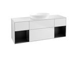 Villeroy und Boch Finion Waschtischunterschrank GD01PDMT 120cm, Abdeckplatte white matt, Emotion, Regale Black matt lacquer, White matt lacquer
