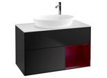 Villeroy und Boch Finion Waschtischunterschrank F901HBPD 100cm, Abdeckplatte white matt, Regale Peony matt lacquer, Black matt lacquer