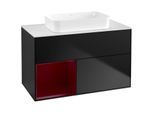 Villeroy und Boch Finion Waschtischunterschrank F651HBPD 100x60,3x50,1cm, Regal links Peony, Black matt lacquer