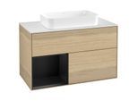 Villeroy und Boch Finion Waschtischunterschrank F651PDPC 100x60,3x50,1cm, Regal links Black matt lacquer, Oak Veneer