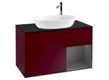 Villeroy und Boch Finion Waschtischunterschrank G902GKHB 100cm, Abdeckplatte black matt, Emotion, Regale Anthracite matt lacquer, Peony Matt