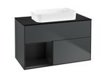 Villeroy und Boch Finion Waschtischunterschrank F652PDHG 100x60,3x50,1cm, Regal links Black matt lacquer, Midnight Blue Matt Lacquer
