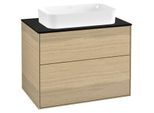 Villeroy und Boch Finion Waschtischunterschrank F63200PC 80x60,3x50,1mm, Glass Black Matt, Oak Veneer